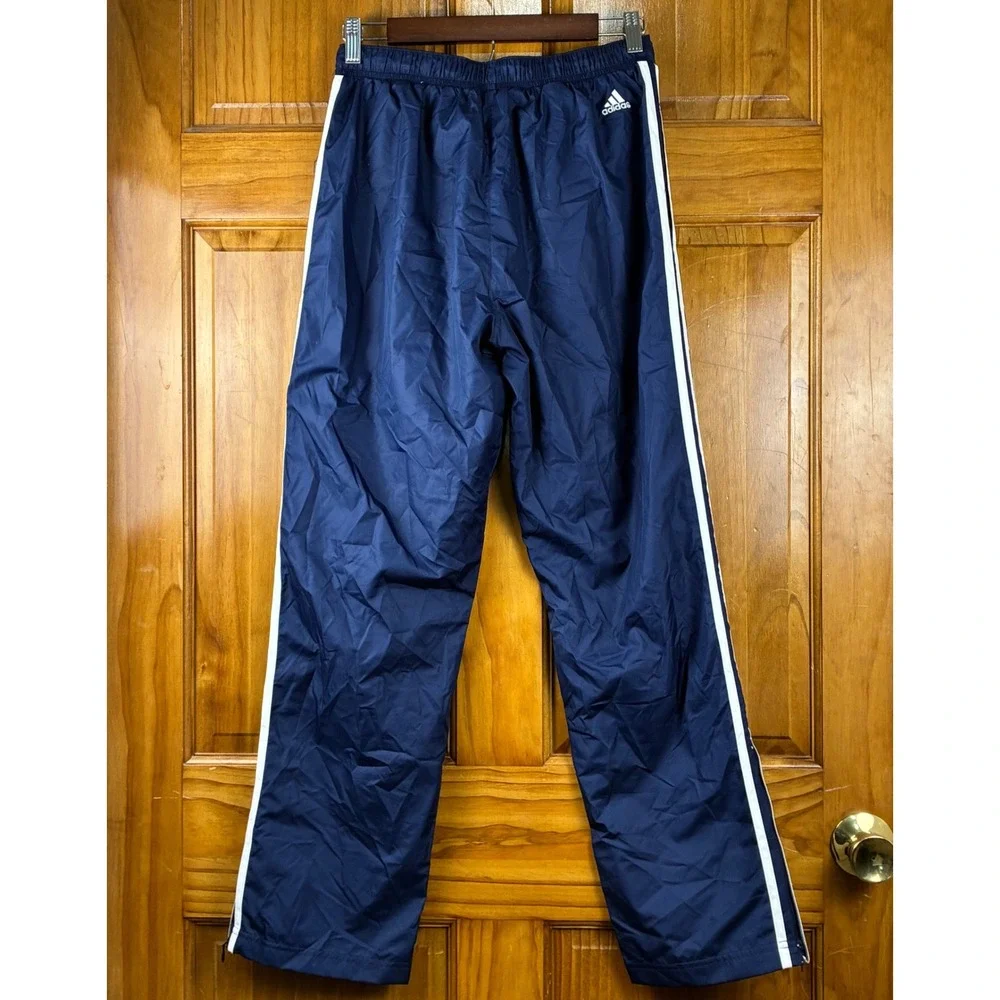Vintage 2004 Adidas Navy Blue Windbreaker Track Pants Y2K 3 Stripe Mens S Unisex